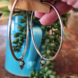 "Infinite Arrow Earrings" - Lightweight Sterling Silver Hoop Earrings with Dainty Turquoise and Arrow 002 by Shasta Brooks  Image: All Art © Shasta Brooks Studio LLC
