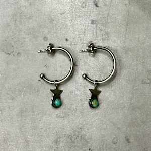"Stardrop Hoop Earrings" - Kingman turquoise in sterling 2/2 by shasta brooks studio  Image: All Art © Shasta Brooks Studio LLC