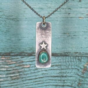 Star Tag Pendant with Natual Teal Turquoise on 24" Bead Ball Chain by Shasta Brooks  Image: All Art © Shasta Brooks Studio LLC
