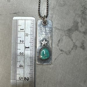 Star Tag Pendant with Natual Teal Turquoise on 24" Bead Ball Chain by Shasta Brooks  Image: All Art © Shasta Brooks Studio LLC