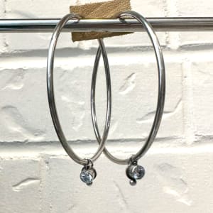 "Rock Star Infinity Hoop Earrings" - Sterling Silver and Cubic Zirconia Earrings 2 of 2 by shasta brooks studio  Image: All Art © Shasta Brooks Studio LLC