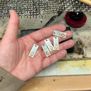 "Starlet Tags" - Kingman turquoise in sterling on delicate venetian box chain 2/3 by shasta brooks studio  Image: All Art © Shasta Brooks Studio LLC