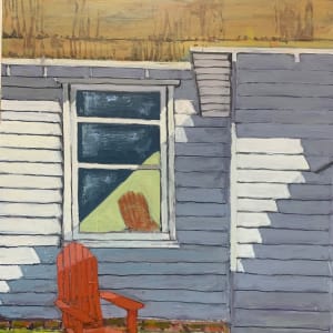Cottage in Orange with Red Chair by Roger McErlane