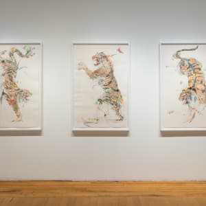 Sumatran Tiger Standing by Laura Ball  Image: Installation in "Booth B4" at the David B Smith Gallery, Denver, CO from Oct 9 to Nov 7, 2020.