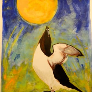 Spring Moon with Razorbill by Cary Brown