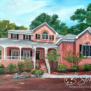 Southern Brick House Portrait Painting by Sonja Petersen