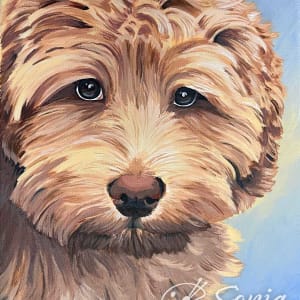 Golden Doodle Pet Portrait Painting by Sonja Petersen