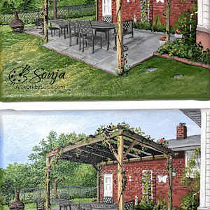 Pergola House Portrait Pair by Sonja Petersen