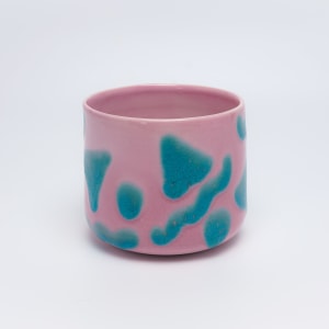 Mint Squiggles on Pink - Planter by James Barela 