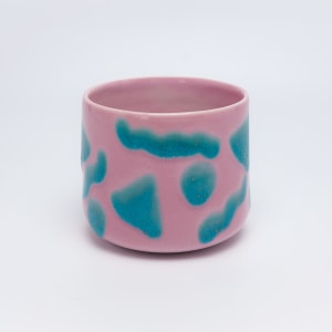 Mint Squiggles on Pink - Planter by James Barela 