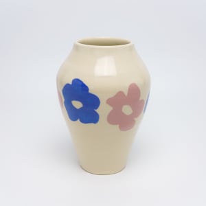 Pink and Blue Flowers Vase (Large) by James Barela 