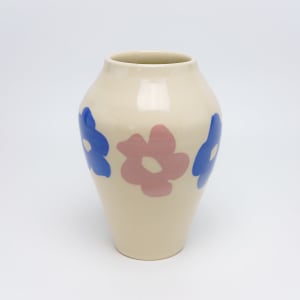 Pink and Blue Flowers Vase (Large) by James Barela 