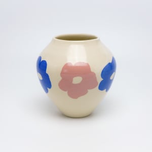 Pink and Blue Flowers Vase (Small) by James Barela 