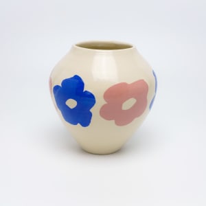 Pink and Blue Flowers Vase (Small) by James Barela 