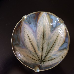 Light and lovely 420 leaf impression ash tray by Nell Eakin 