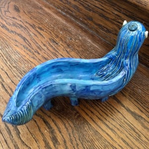 Azure Dream, a curvy olive dish & incense holder by Nell Eakin 