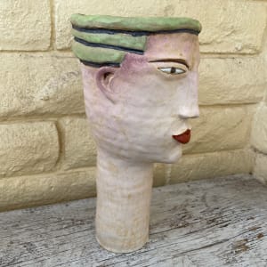 Long Neck Head Vase with Green Hair by Nell Eakin 