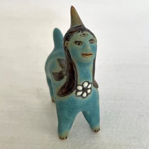 Third Eye Unicorn, in blue, a teenie by Nell Eakin 