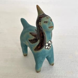 Third Eye Unicorn, in blue, a teenie by Nell Eakin 