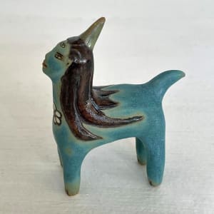 Third Eye Unicorn, in blue, a teenie by Nell Eakin 