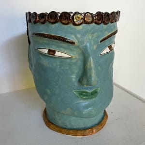 Blue Lotus a head pot by Nell Eakin 
