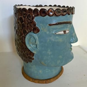 Blue Lotus a head pot by Nell Eakin 