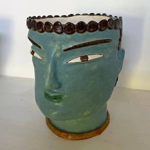 Blue Lotus a head pot by Nell Eakin 