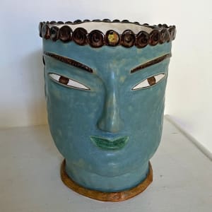 Blue Lotus a head pot by Nell Eakin 