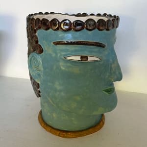 Blue Lotus a head pot by Nell Eakin 