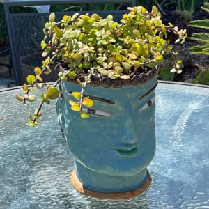 Blue Lotus a head pot by Nell Eakin 