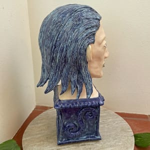 Lucas, a Bust with Blue Hair (and secret box) by Nell Eakin 