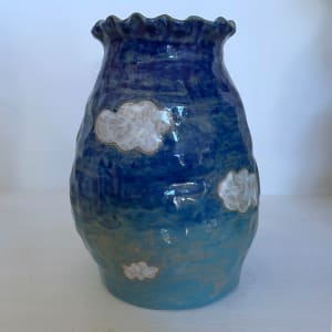 Blue Skies with puffy Little CLouds Vase by Nell Eakin 