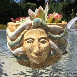 Double Medusa succulent pot  by Nell Eakin 