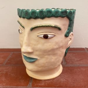 Boy with Green Hair Head Pot by Nell Eakin 