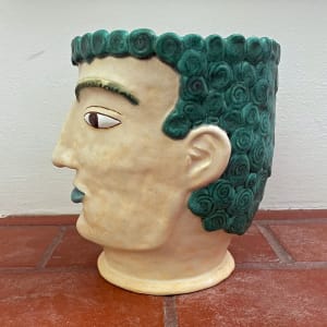 Boy with Green Hair Head Pot by Nell Eakin 
