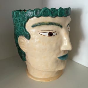Boy with Green Hair Head Pot by Nell Eakin 