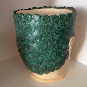 Boy with Green Hair Head Pot by Nell Eakin 