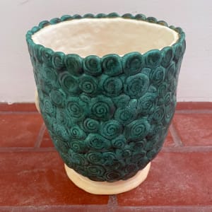 Boy with Green Hair Head Pot by Nell Eakin 