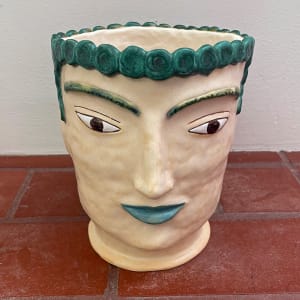 Boy with Green Hair Head Pot by Nell Eakin 