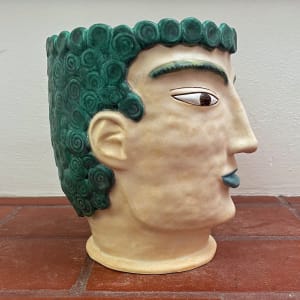 Boy with Green Hair Head Pot by Nell Eakin 