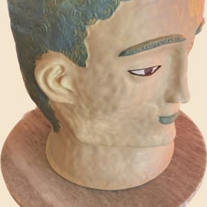 Large Head Pot with Blue Smile by Nell Eakin 