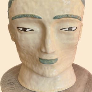 Large Head Pot with Blue Smile by Nell Eakin 