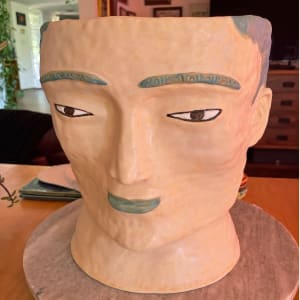 Large Head Pot with Blue Smile by Nell Eakin 
