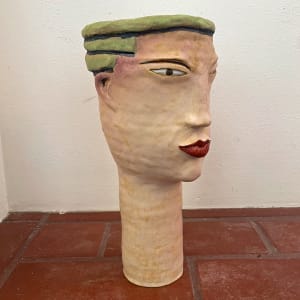 Long Neck Head Vase with Green Hair by Nell Eakin 