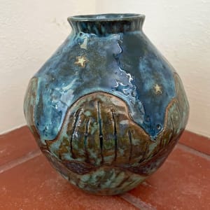 Starry Night and Mountains, a Landscape Vase by Nell Eakin 