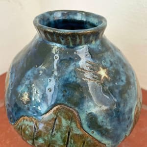 Starry Night and Mountains, a Landscape Vase by Nell Eakin 