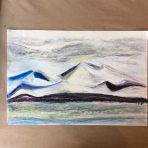 Untitled or unknown title, described as Mountains and sky by Esther Webster