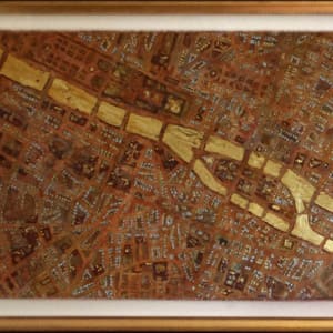 River Seine Map, Paris by Jann Lawrence Pollard  Image: Framed painting
