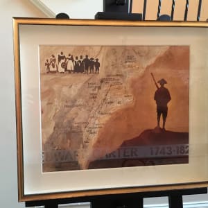 Finding Our Patriot's Path by Jann Lawrence Pollard  Image: Framed image show the etching on the glass with his birth and death dates.