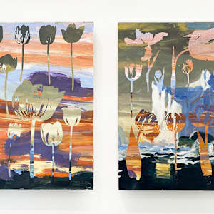 An Oak Spring Sunset  Overtaken by"Blumen Pflanzen un Fruchte" by Anton von Scheidl (1765-1770) and William Bradford's "Iceberg in the Arctic" (1882) by Sally Veach